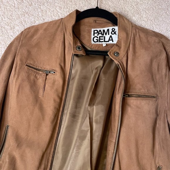 Pam & Gela Brown Suede Vintage Fringe Jacket Size M - Picture 2 of 4